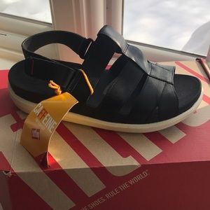 Black Leather Fitflop Sandles